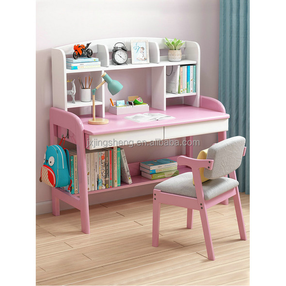 Adjustable Height Desktop Large Storage Children Ergonomic Study Table and Chair Multi-Function Kids Learning Desk and Chair Set
