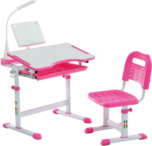 Children's table and kids chair set ,toddlers, height Adjustable Children School Study Desk with Tilt Desktop Pink