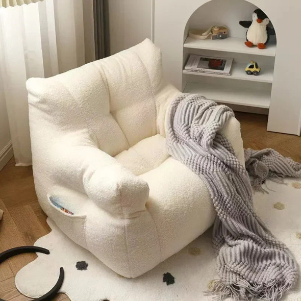 Cute Small Sofa Chair Children's Sofa Baby Reading Lazy Sofa Cotton Removable and Washable and Linen Lamb's Wool Fabric