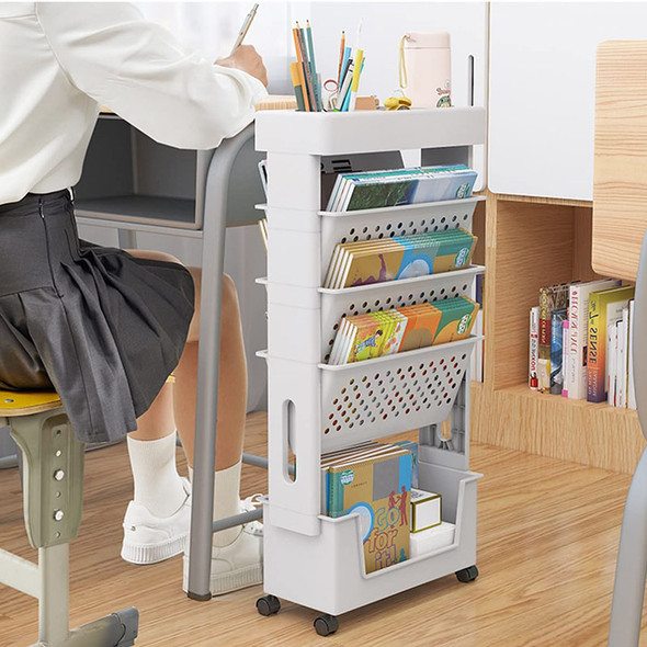 Plastic Mobile Rotating Bookshelf Children's Students Books Toys Illustrated Book Storage Rack Floor Simple Household Bookcase Plastic Mobile Rotating Bookshelf Children's Students Books Toys Illustrated Book Storage Rack Floor Simple Household Bookcase