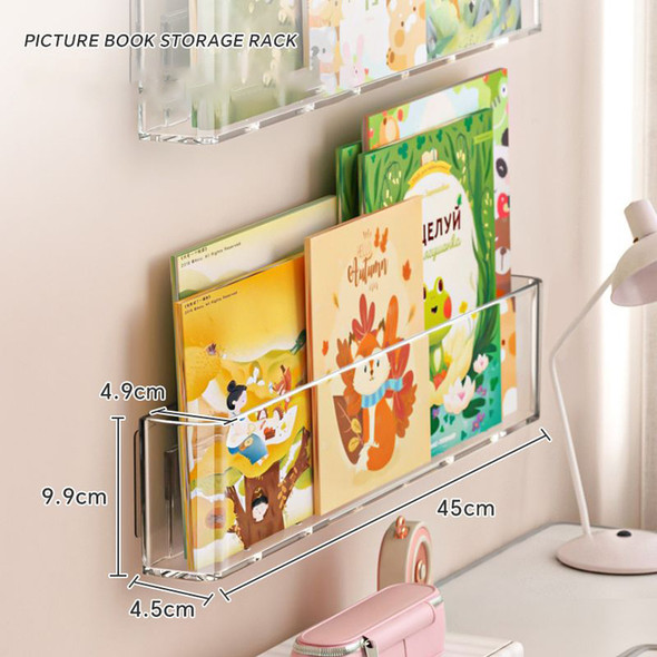 Acrylic Picture Book Display Stand Bookshelf Children's Wall Albums Record Holder Reading Magazine Storage Wall Hanging Rack