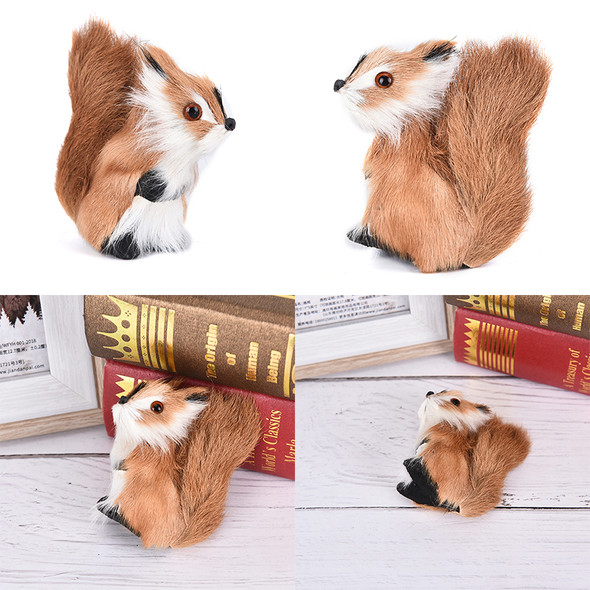 Simulation Fur Squirrel Plush Stuffed Doll Animal Toy Children Gift Home Decor