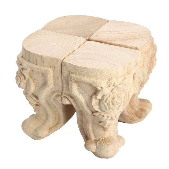 4pcs/set Wood Carved Home Accessories Decoration Coffee Table Strong Bearing European Style Furniture Leg Non Slip Sofa Feet