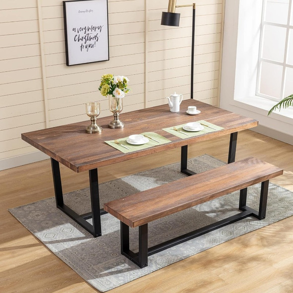 St.Mandyu 72" Solid Wood Dining Table for 8-10 Person, Modern Farmhouse Kitchen Table with Metal Frame, Sturdy Breakfast Table St.Mandyu 72" Solid Wood Dining Table for 8-10 Person, Modern Farmhouse Kitchen Table with Metal Frame, Sturdy Breakfast Table