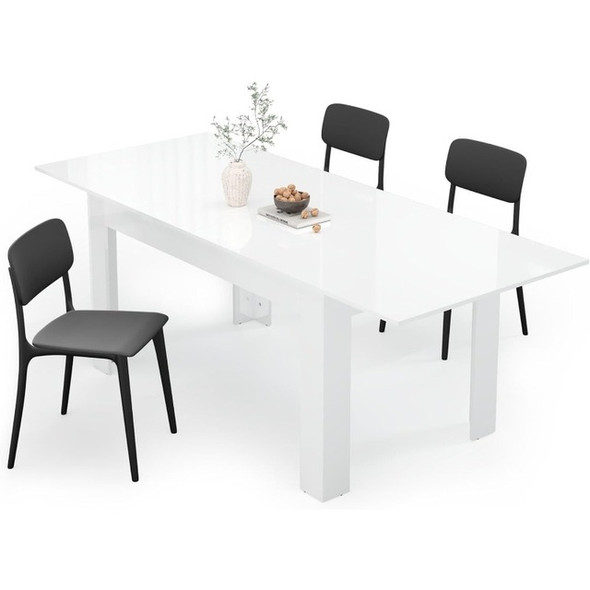 Extendable Dining Table for 6-10 Person, Wooden Dining Room Table, Modern Extendable Table for Gatherings, Meeting