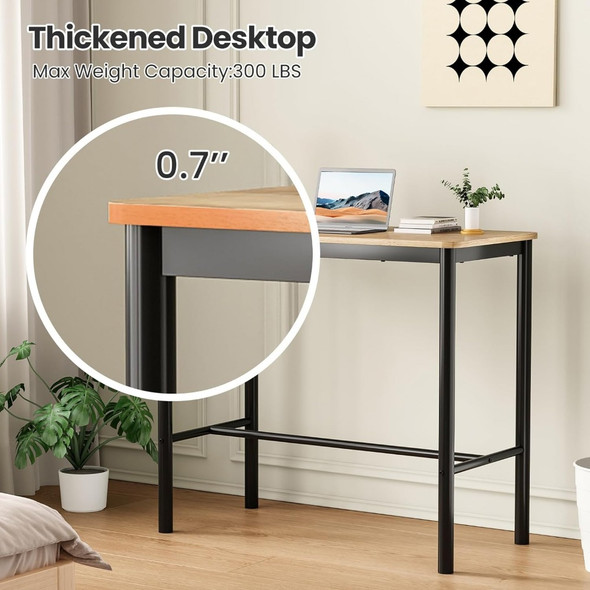 Counter height bar table, rectangular dining table with metal legs, 23.6 "deep x 47.2" wide x 41.3 "high, free shipping