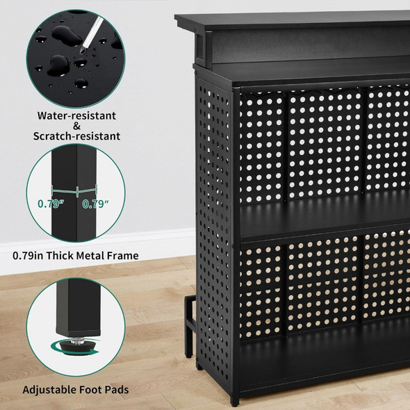 Mini family bar unit with music sensing LED lights, alcohol and coffee rack with counter high pole desktop alcohol storage rack