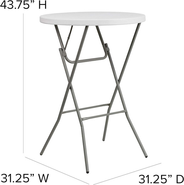 Round Plastic Bar Height Folding Event Tables, Set of 4, Granite White cocktail table