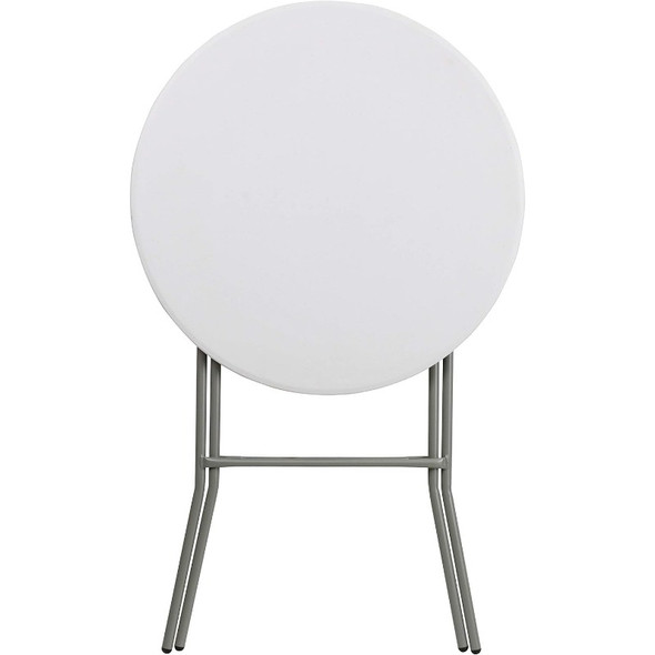 2.6' Round Folding Bar Height Table for Parties and Commercial Events, Indoor/Outdoor Plastic Bar Height Folding Table, White