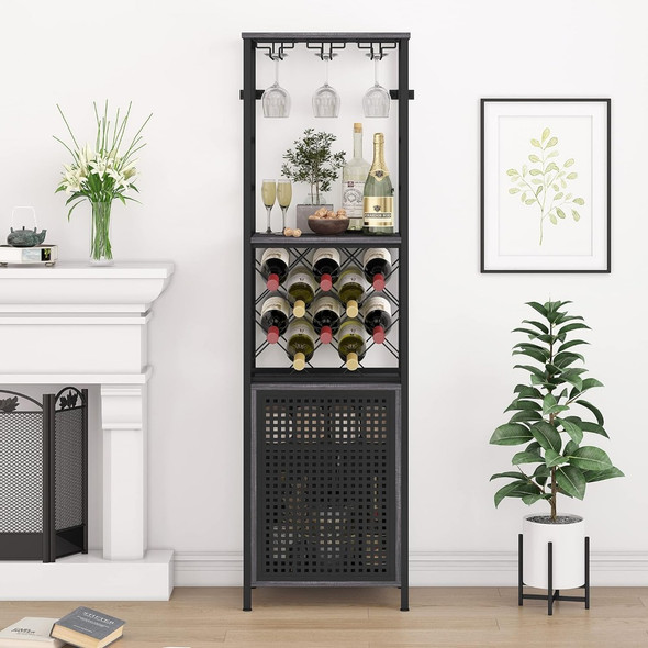 Liquor Cabinet With Glass Holder Wine Rack Wine Bar Cabinet With Adjustable Shelf for Living Room Home Bar(Modern Grey) Liquor Cabinet With Glass Holder Wine Rack Wine Bar Cabinet With Adjustable Shelf for Living Room Home Bar(Modern Grey)