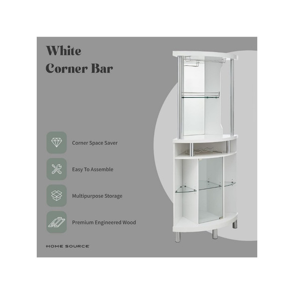 White Corner Bar Cart 72" Built-in Wine Rack, and Lower Glass Cabinet, Living Room, Home Office, Kitchen, Small Space White Corner Bar Cart 72" Built-in Wine Rack, and Lower Glass Cabinet, Living Room, Home Office, Kitchen, Small Space