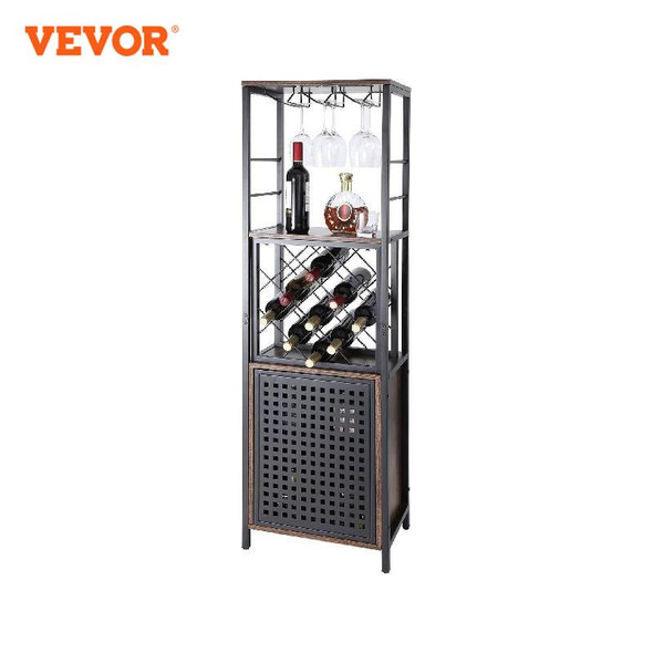 VEVOR Wine Table for Liquor & Glasses Freestanding Farmhouse Wood Bar Cabinet, Natural