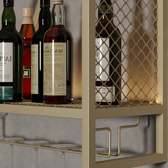 Gold Wine Cabinet European Shelf Decorative Liquor Beverage Display Indoor Whiskey Wine Rack Kitchen Mobiletto Bar Furniture