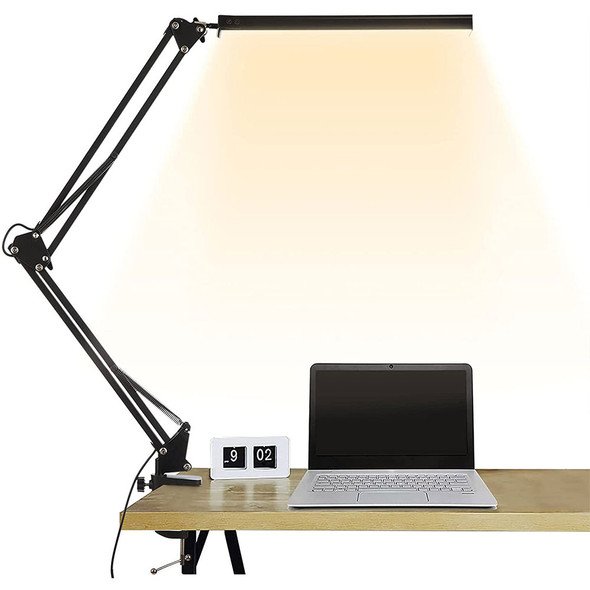 LED Desk Lamp With Clip, Desk Lamp With Eye Care, Office Light With Adjustable Brightness 3 Lighting Modes, 10 Brightness