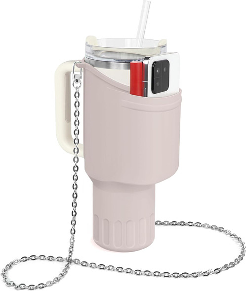2 in 1 Protective Silicone Sleeve with Pouch and Chain Strap for Stanley Cup Accessories for Stanley Boot + Water Bottle Pouch