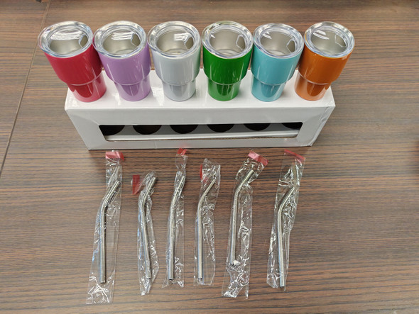 6 Colors/SET 3oz Mini Sublimaition Blanks Stainless Steel Adult Tumbler Custom Liqueur Wine Tumbler Children Kids Cup with Straw