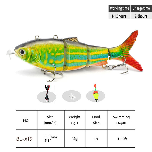 Auto Electric Robotic USB Rechargeable Swimming Lure Wobblers For Fishing 4-Segement Crankbait Flashing LED light Twitching Auto Electric Robotic USB Rechargeable Swimming Lure Wobblers For Fishing 4-Segement Crankbait Flashing LED light Twitching