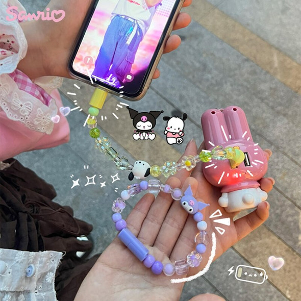 Kawaii Sanrio Kuromi Apple Charging Cable Cute Pochacco Girls Cartoon Portable Bracelet TYPE-C charger Charging Cable Girls Gift