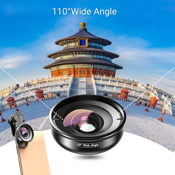 Apexel Cell Phone Lens 110&deg; Wide Angle Lens for iPhone Xiaomi