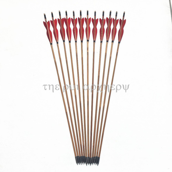6/12/24pcs Bamboo Arrows Natural Feather Fletched Wood Shaft For 6/12/24pcs Bamboo Arrows Natural Feather Fletched Wood Shaft For