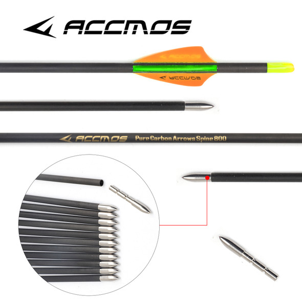 12pc ID4.2mm Pure Carbon Arrow Spine250 300 350 400 500 600 700 900