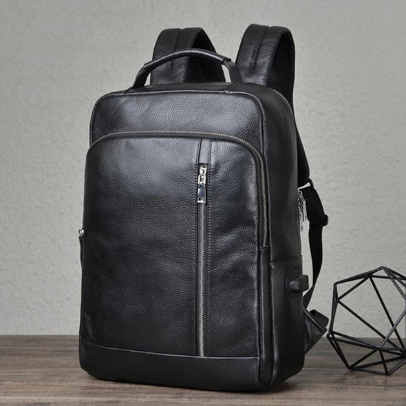 Men Genuine Leather Backpack Fashion Large Capacity Women Cow Leather