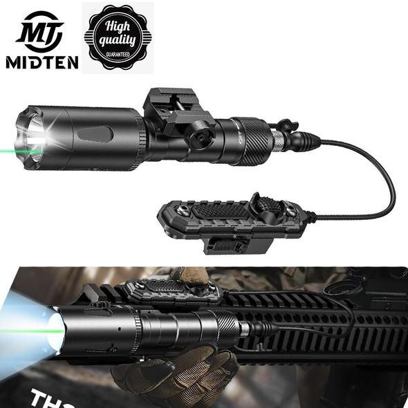 MidTen Rifle Flashlight With Green Beam Laser Light Combo 1000 Lumens