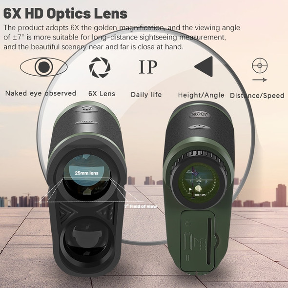 1200M Outdoor Sports Golf Rangefinder with Slope Compensate 6X Laser