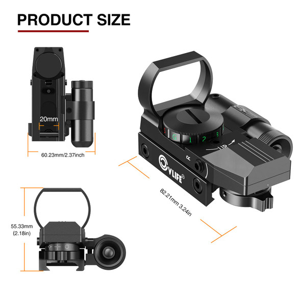 CVLIFE Handgun Sight Red Dot Sight Red Green 1X22X33 Reflex 4 Reticle