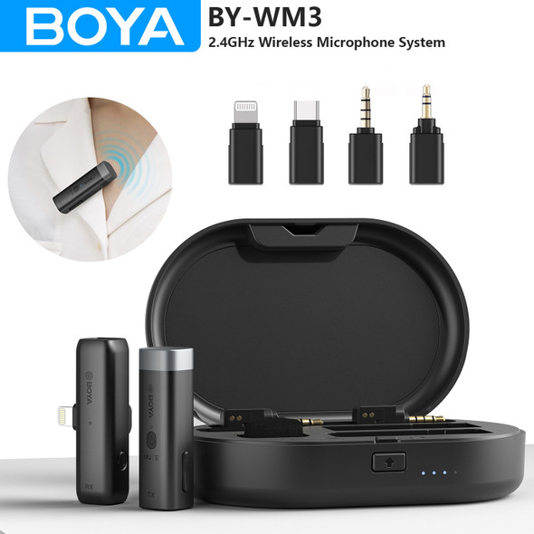 BOYA BY-WM3 Wireless Lapel Microphone for iPhone Android DSLR Cameras PC Laptop Computer Gaming Youtube Recording Live Streaming