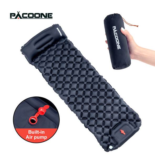 PACOONE Outdoor Camping Sleeping Pad Inflatable Mattress with Pillows