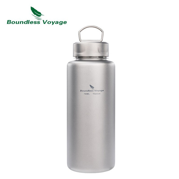Boundless Voyage Titanium Sports Bottle with Hook Ultralight 700ml Gym