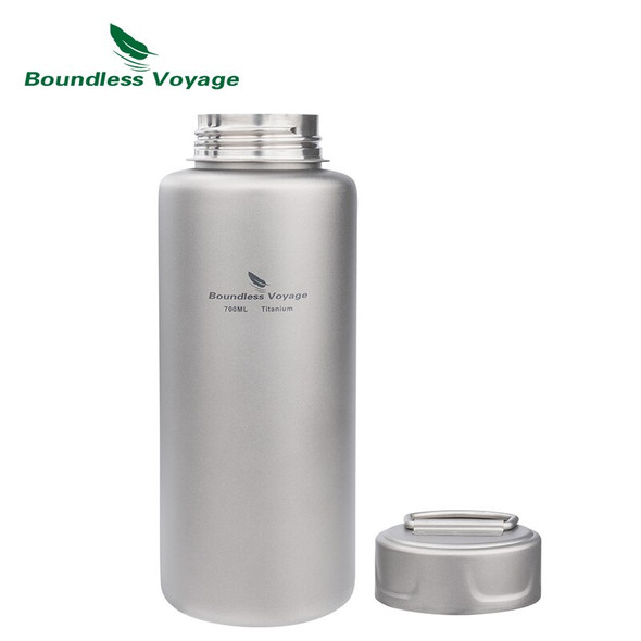 Boundless Voyage Titanium Sports Bottle with Hook Ultralight 700ml Gym