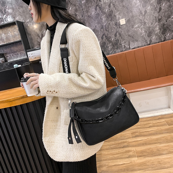 Cowhide Letter printing Handbag Designer Genuine Leather Women Shoulder bag Chains Female Tote Luxury Brand Ladies Messenger Bag