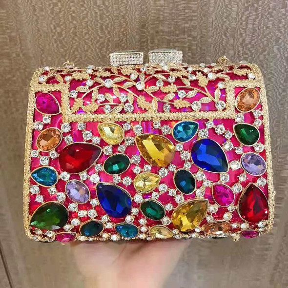 Purple Silver Colorful Woman Diamond Sweet Dinner Evening Bag Lady Crystal Prom Party Handbag Female Banquet Clutch Purse Wallet