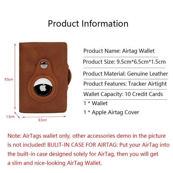 Customized Logo Airtag Men's Wallet Aluminum Box Credit Card Holder Rfid Anti-theft Cardholder Genuine Leather Zipper Coin Purse