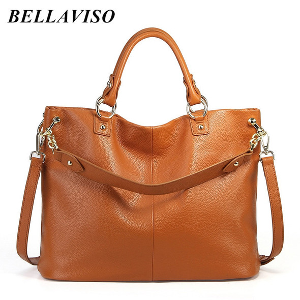 BellaViso Fashion Women's High Quality Genuine Leather Handbag Girl's Cowhide Tote Bags Messenger Crossbody Shoulder Bag SZLF-07