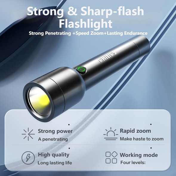 Philips Outdoor Led Rechargeable Flashlight Portable Powerful Bright