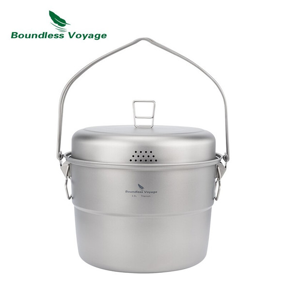 Boundless Voyage Titanium Hanging Pot With Steaming Rack & Folding