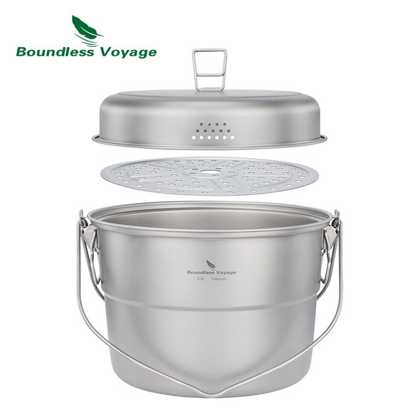 Boundless Voyage Titanium Hanging Pot With Steaming Rack & Folding