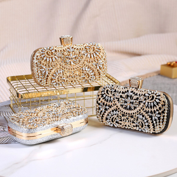 Diamond Evening Clutch Bag For Women Wedding Golden Clutch Purse Chain Shoulder Bag Small Party Handbag With Metal Handle