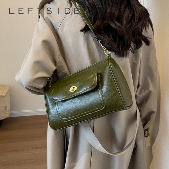 LEFTSIDE Fashion Women's Small Leather Crossbody Bag Ladies Handbags 2023 New In Cross Body Female Green Shoulder Bag