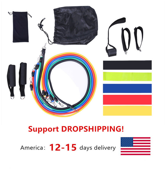 17Pcs/Set Latex Resistance Bands Gym Door Anchor Ankle Straps With Bag