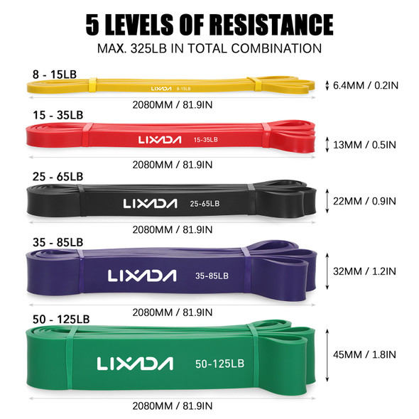 TOMSHOO Lixada Resistance Bands Set Pull Up Assist Bands Set TOMSHOO Lixada Resistance Bands Set Pull Up Assist Bands Set