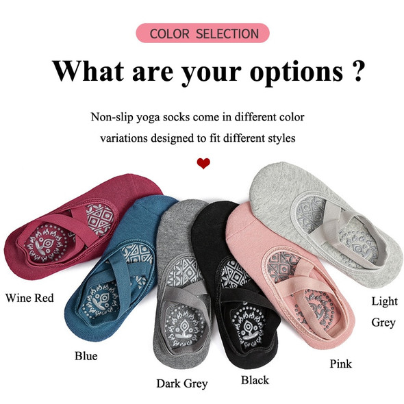 Pilates Socks for Women Grips Straps BandageNon Slip Cotton Fitness