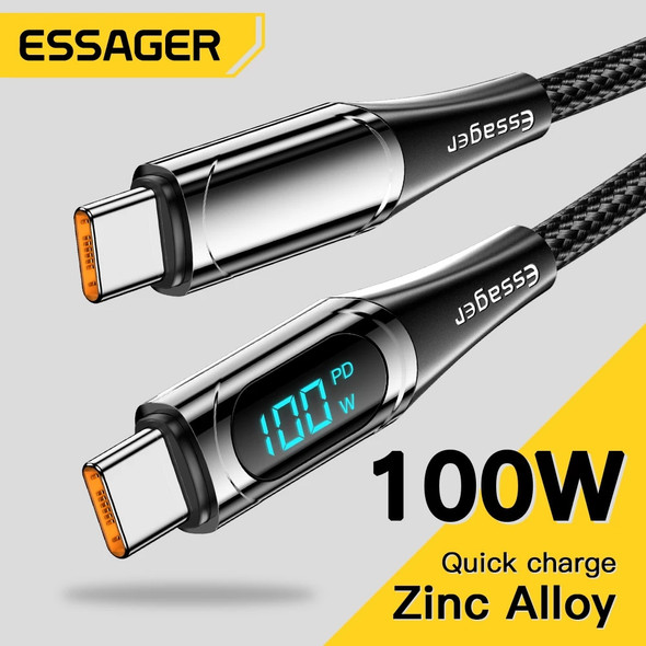 Essager USB Type C To USB C Cable 100W/5A PD Fast Charging Charger Wire Cord For Macbook Xiaomi Samsung Type-C USBC Cable 2M Essager USB Type C To USB C Cable 100W/5A PD Fast Charging Charger Wire Cord For Macbook Xiaomi Samsung Type-C USBC Cable 2M