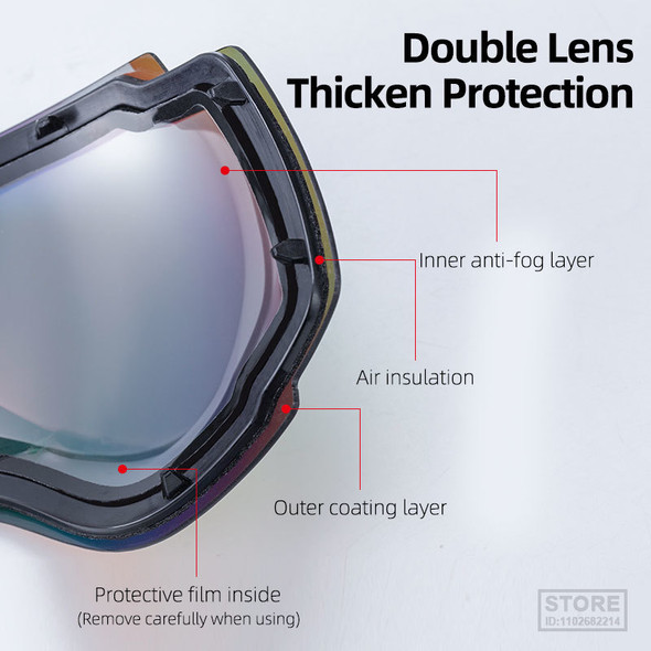 ROCKBROS Ski Goggles Anti fog Double Layer Lenses for Men and Women