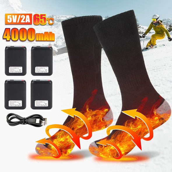 65℃ Heated Socks Electric Heating Socks for Women Men Winter Warm