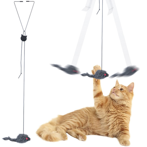 Interactive Cat Toy Hanging Door Retractable Cat Scratch Rope Mouse Long Stick Kitten Feather Toys for Indoor Cats Play Exercise Interactive Cat Toy Hanging Door Retractable Cat Scratch Rope Mouse Long Stick Kitten Feather Toys for Indoor Cats Play Exercise