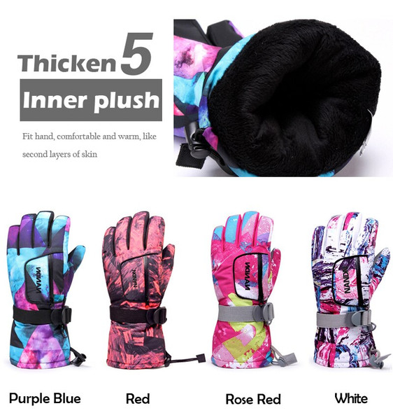 Unisex Children Waterproof Ski Gloves Winter Snowboard Gloves